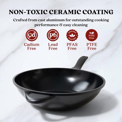 Alva Energy 12" Black Nonstick Cast Aluminum Wok Pan