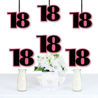Big Dot of Happiness Chic 18th Birthday - Pink, Black and Gold - Decorations DIY Party Essentials - Set of 20