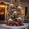 SEVOBAL Tree Ornaments 6PCS Set 3.9" Glass Christmas Ornaments Decorative Hanging Balls for Tree Party Decor Home Decorations, White, 3.9"*3.9"*3.9" - 3 of 4