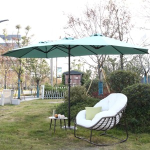 14FT Double Sided Polyester Outdoor Umbrella,Garden Umbrella With 12 Ribs,Patio Large Rectangular Umbrella,Base Not Included-Coolbibila - 1 of 4
