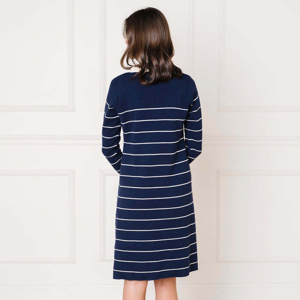 Women's Organic Long Sleeve Collared Sweater Dress, Adult - thumbnail 3