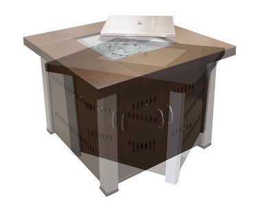 38-Inch Hammered Bronze and Stainless Steel Gas Fire Pit Table