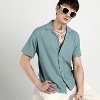 Campus Sutra Men Men's Teal Green Micro Zig-Zag Shirt - 2 of 4