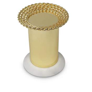 Classic Touch Gold Pillar Candle Holder on Marble Base