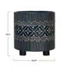 Storied Home Debossed Stoneware Footed Planter with Pattern, Blue and White - 2 of 4