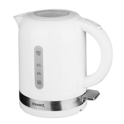 Courant 1.7 Liter Electric Kettle Cordless with LED Light, White