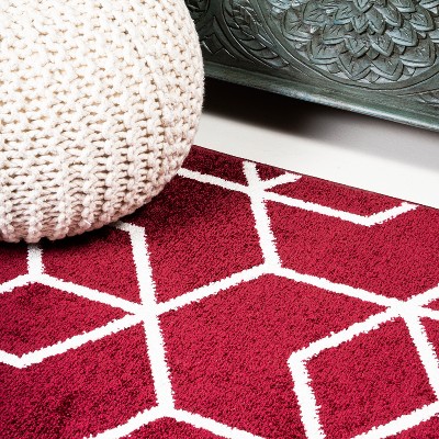 Jonathan Y Red and White Geometric Flat Woven Area Rug