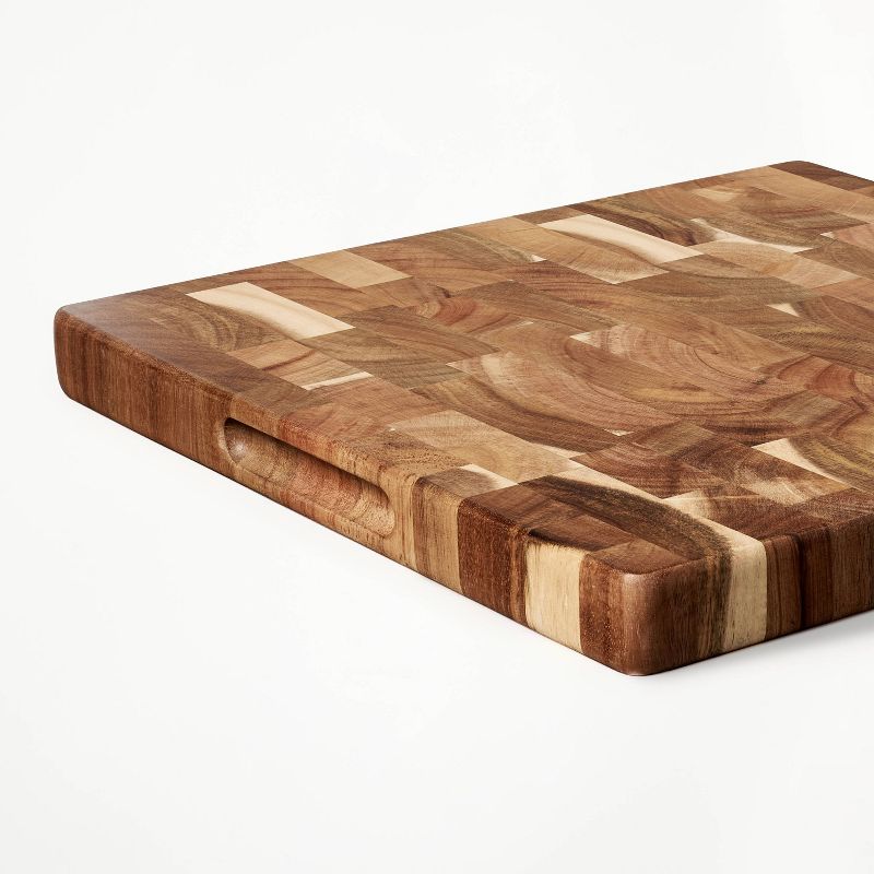14&#34;x14&#34; End Grain Acacia Wood Cutting Board Natural - Figmint&#8482;, 5 of 9
