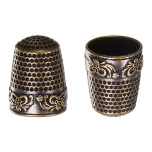 Unique Bargains Copper Finger Protector DIY Craft Embroidery Sewing Thimble 2 Pcs - 1 of 4