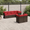 vidaXL 7 Piece Patio Sofa Set with Cushions Brown and Red Poly Rattan - 2 of 4