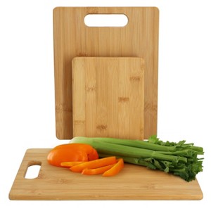 MegaChef 3 Piece 8 Inch, 11 Inch, and 13 Inch Bamboo Wood Cutting Board Set - 1 of 4