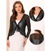 INSPIRE CHIC Women's Long Sleeves Self Tie Ruffle Mesh Casual Bolero Cardigan - 2 of 4