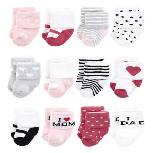 Baby Socks- 6-12 Months - Pack of 3 Pairs - I Love Mom Dad Socks by