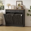 Double Tilt Out Trash Cabinet 20 Gallon, Wooden Trash Can Cabinet, Farmhouse Laundry Hamper Cabinet with Drawer, Pet Proof Trash Can - 2 of 4