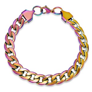 Steeltime Men's multi colored ip stainless stseel cuban link bracelet - 1 of 4