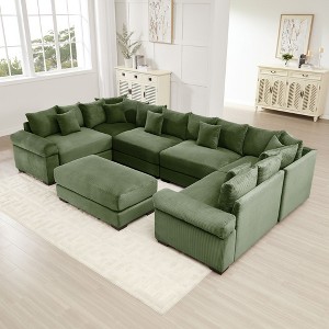 Oversized Cloud Modular Sectional Couch, Convertible Sectional Couches , Extra-Wide Armrests With Chaise - 1 of 4