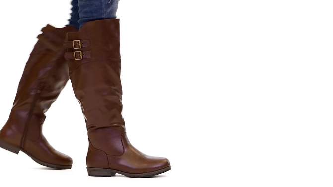 Journee Collection Womens Tori Stacked Heel Riding Boots, 2 of 10, play video