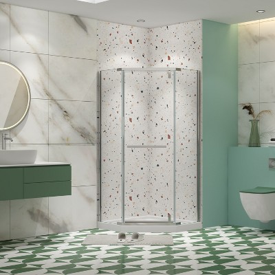 NicBex Shower Door 34.75" Wx72"H Frameless Piovt Shower Door with 1/4" (6mm) Clear SGCC Tempered Glass with Reversible Installation