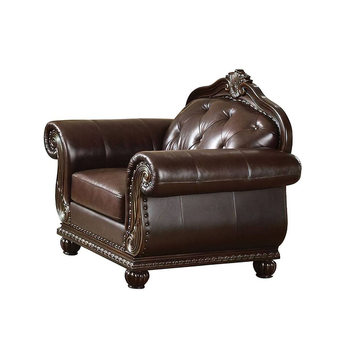 Acme Furniture Anondale Grain Leather Accent Chair Espresso/Cherry - thumbnail 6
