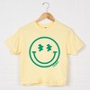 Simply Sage Market S.W.Smiley Smiley Face Outline Puff Print Boxy Crop Top - 2 of 4