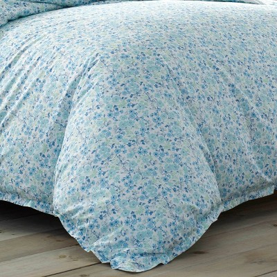 Jaynie Blue Floral Cotton Full/Queen Duvet Cover Set
