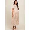 Pinkblush Cream Embroidered Smocked Maternity Midi Dress - 4 of 4