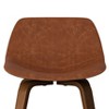 Gulches Mid Century Modern Counter/Bar Height Stool Set of 2, Deep Tan Vegan Faux Leather, Brown Veneer Frame, 36.2" H - 4 of 4