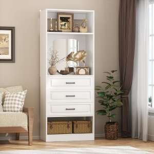 Aheaplus Freestanding Closet System with 3 Drawers, Wooden Closet Organizer with Mirror and Shelves - 1 of 4