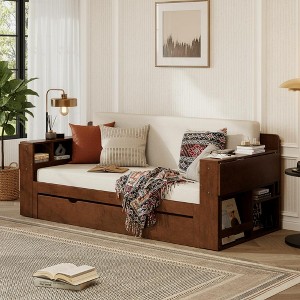 Polibi 4-in-1 Smart Daybed with Pull-Out Bed, Foldable Desk & Storage Drawers - 1 of 4