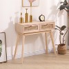 HOMLUX Rattan Console Table Entryway Side Table with 2 Rattan Drawers,Black/Natural - 4 of 4