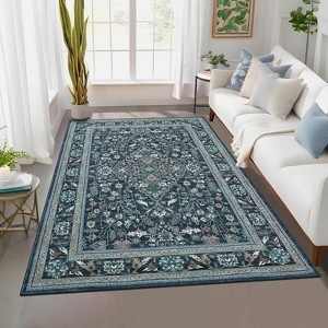 Extra Large Rug Vintage Floral, Washable Foldable Non-Slip Low Pile Carpet, Soft Non-Shedding Mat for Living Room Office - 1 of 4