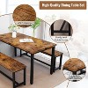 Hooseng 3-Piece Dining Table Set for 4, 43'' Dining Room Table Set with 2 Benches, Space-Saving Dinette Table for Kitchen, Dining Room - 4 of 4