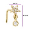 Jewelry Avalanche 20G 14K Gold L-Shape Flower Nose Stud – Dangling Bezel Set CZ Nose Jewelry - 3 of 4