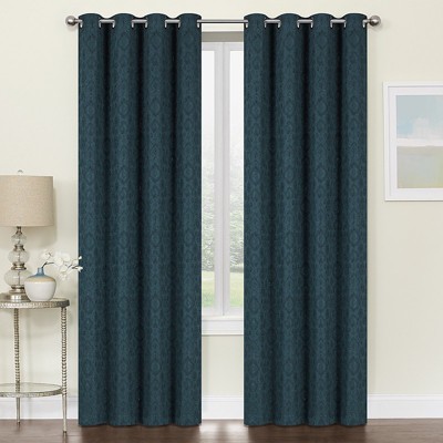 teal curtains