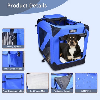 30'' Blue and Black Soft-Sided Folding Pet Crate
