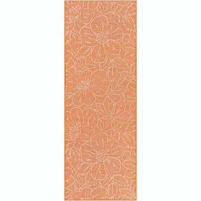 Mark & Day Broekoord 2'6"x7'3" Runner Woven Indoor and Outdoor Area Rugs Bright Orange: Stain-Resistant, Floral Pattern, Polypropylene