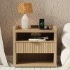 Furnulem Large recessed bedside table with charging station wooden bedside table with drawer modern style bedside table 1 drawer - 2 of 4