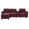 4-Seater L-Shaped Sectional Sofa, Corduroy Sofa with Cup Holders, USB Ports, Storage Ottoman & Movable Console - ModernLuxe - 2 of 4