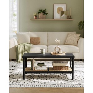 VASAGLE 2-Tier Coffee Table for Living Room, Living Room Table Rectangular Center Table with Storage Shelf Rounded Corners - 1 of 4