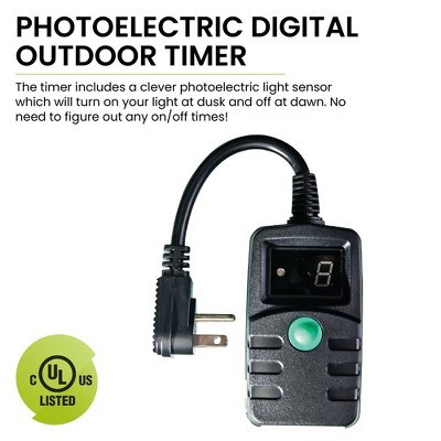Black Digital Outdoor Timer with Photoelectric Sensor