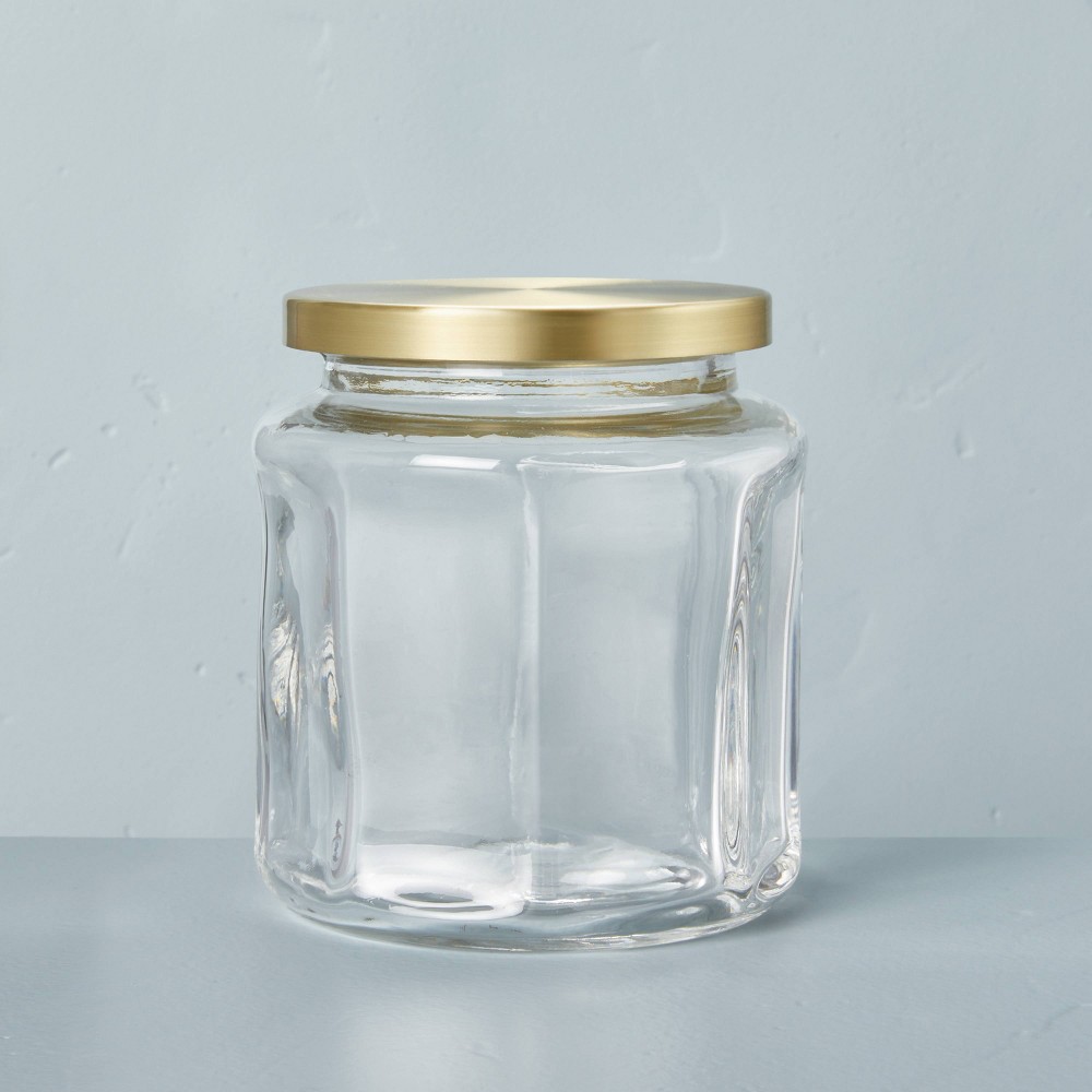 28oz Sculpted Glass Canister Clear/Brass - Hearth & Hand™ with Magnolia 6 /Count 