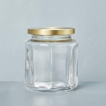 Sculpted Glass Canister Clear/Brass - Hearth & Hand™ with Magnolia