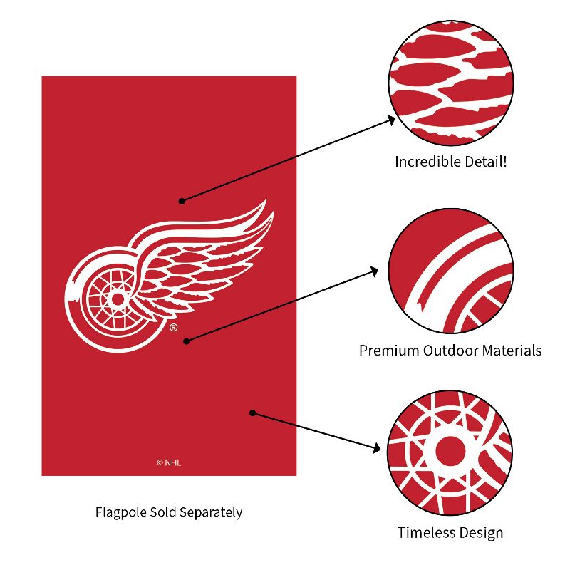 Evergreen Detroit Red Wings House Applique Flag- 28 x 44 Inches Indoor Outdoor Sports Decor, 5 of 8