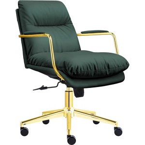 SAINTCY PU Leather Office Chair - Swivel Desk Chair with Adjustable Height, Armrests & Wheels - Rolling Computer Chair for Home, Living Room - 1 of 4
