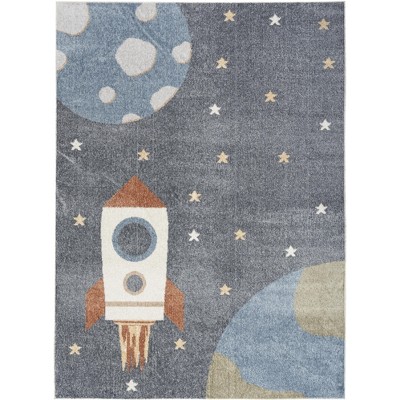 Nourison Kids Washable Space Rocketship Indoor Rug