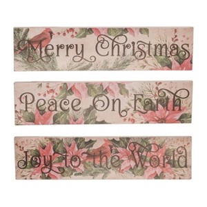 Transpac MDF Christmas Plank Sign Set of 3 Christmas Home Decorations - 1 of 1