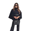 Coolmee Women's Batwing Sleeve Pea Coats Oversized Belted Trendy Casual Stand Collar Cloak Cape Coats - 2 of 4