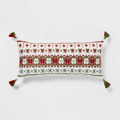 26'' Oblong Fair Isle Embroidered Decorative Throw Pillow - Threshold™
