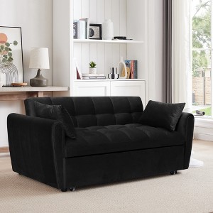 KWPZQEB 65" 3-in-1 Foldable Sofa Bed, Large Loveseat Sofa with Armrests, Cushioned Sofa with Hight Back & Pillows, Futon Sofa for Living Room - 1 of 4
