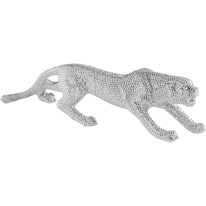 Studio 55D Prowling 23 1/2" Wide Electroplated Silver Leopard Sculpture, 1 of 8
